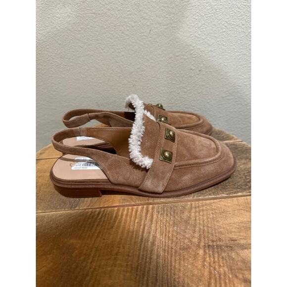 Chelsea & Violet Shoes - Chelsea & Violet Lundin Suede Faux Fur Slingback Mules size 9.5